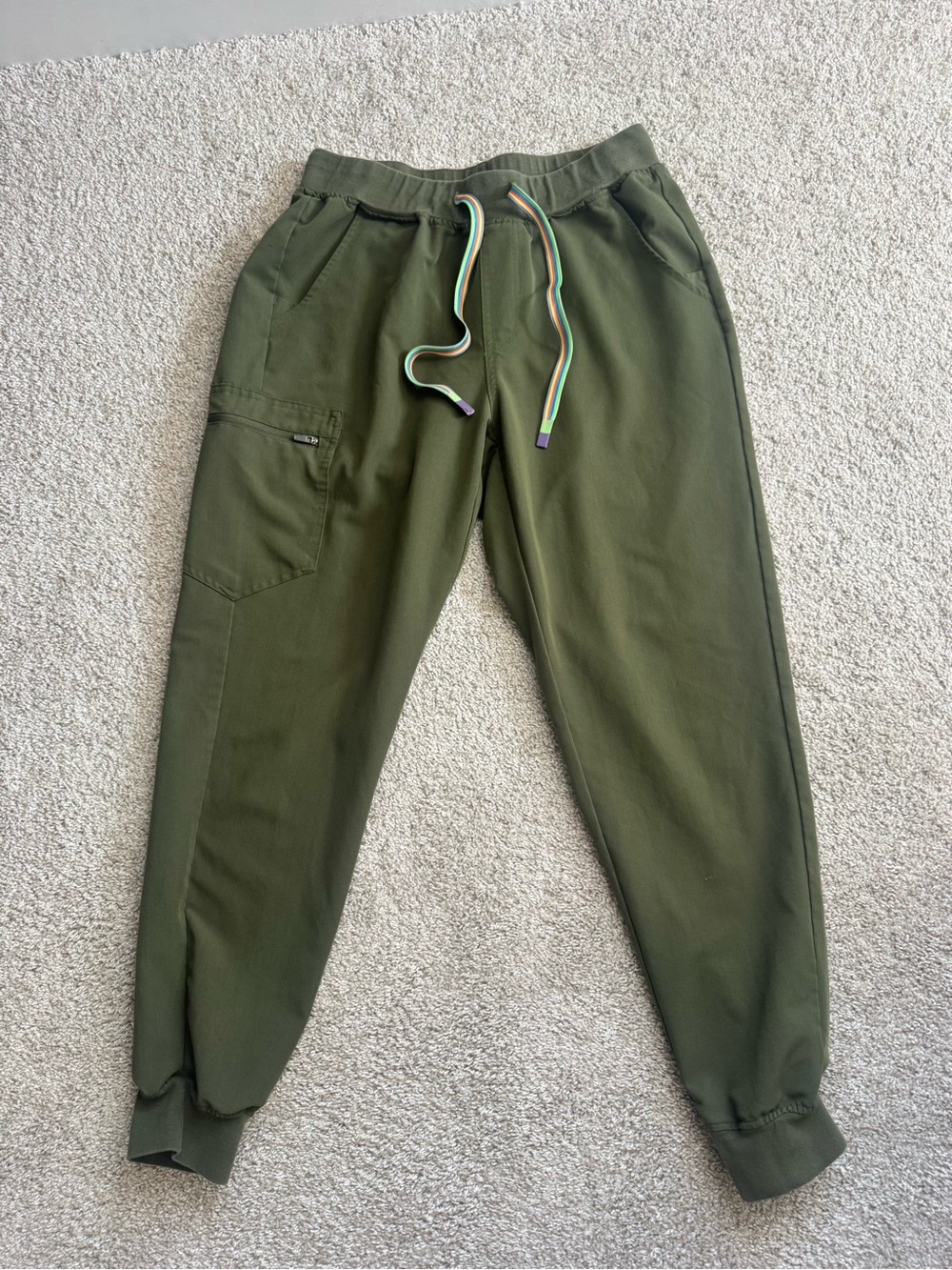 Olive Green Women's Drawstring Jogger Scrub Bottoms